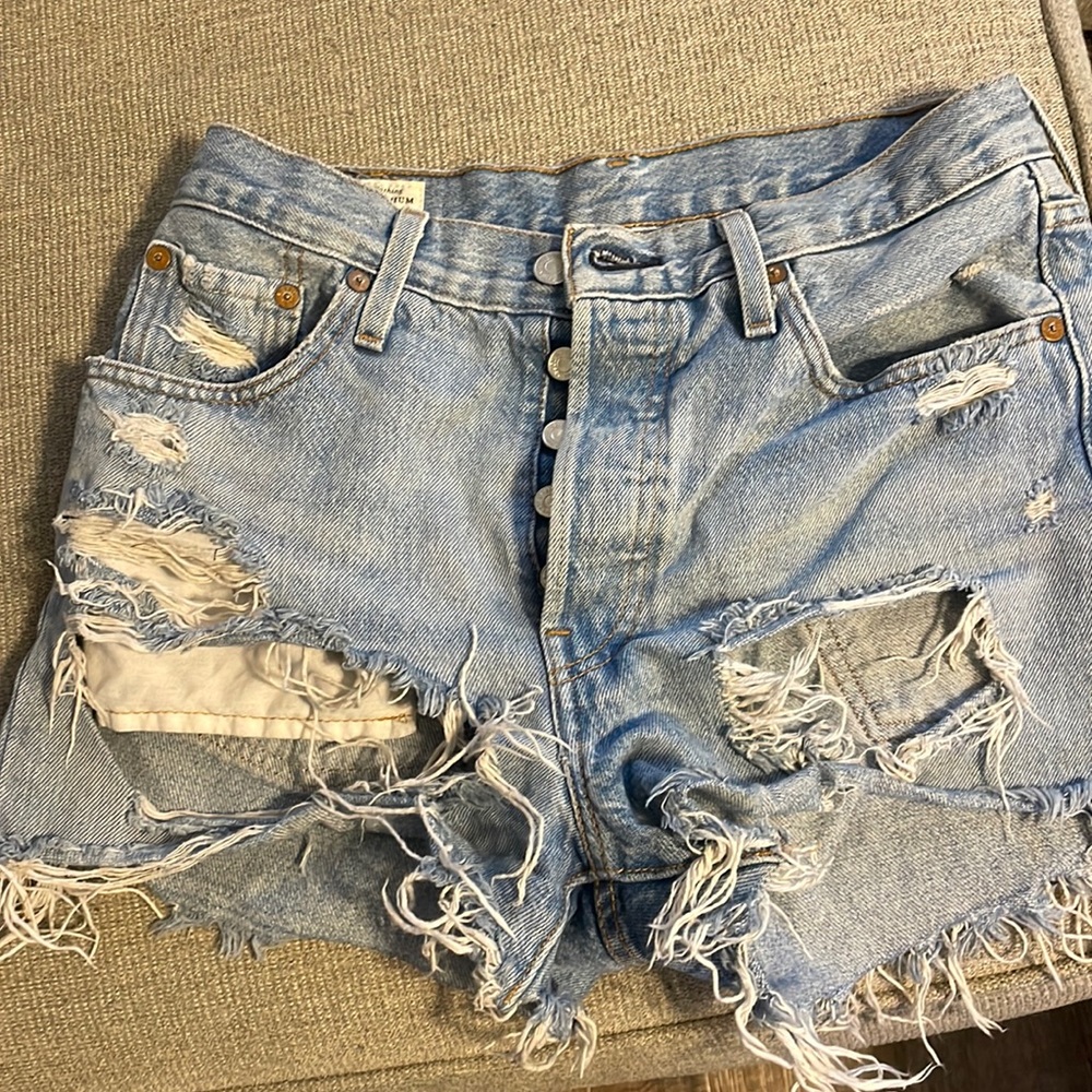 Levi 501 distressed shorts